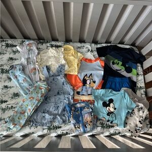 Baby Boy Disney and Bluey Clothing Bundle Mickey Mouse Winnie-the-Pooh 12 Months